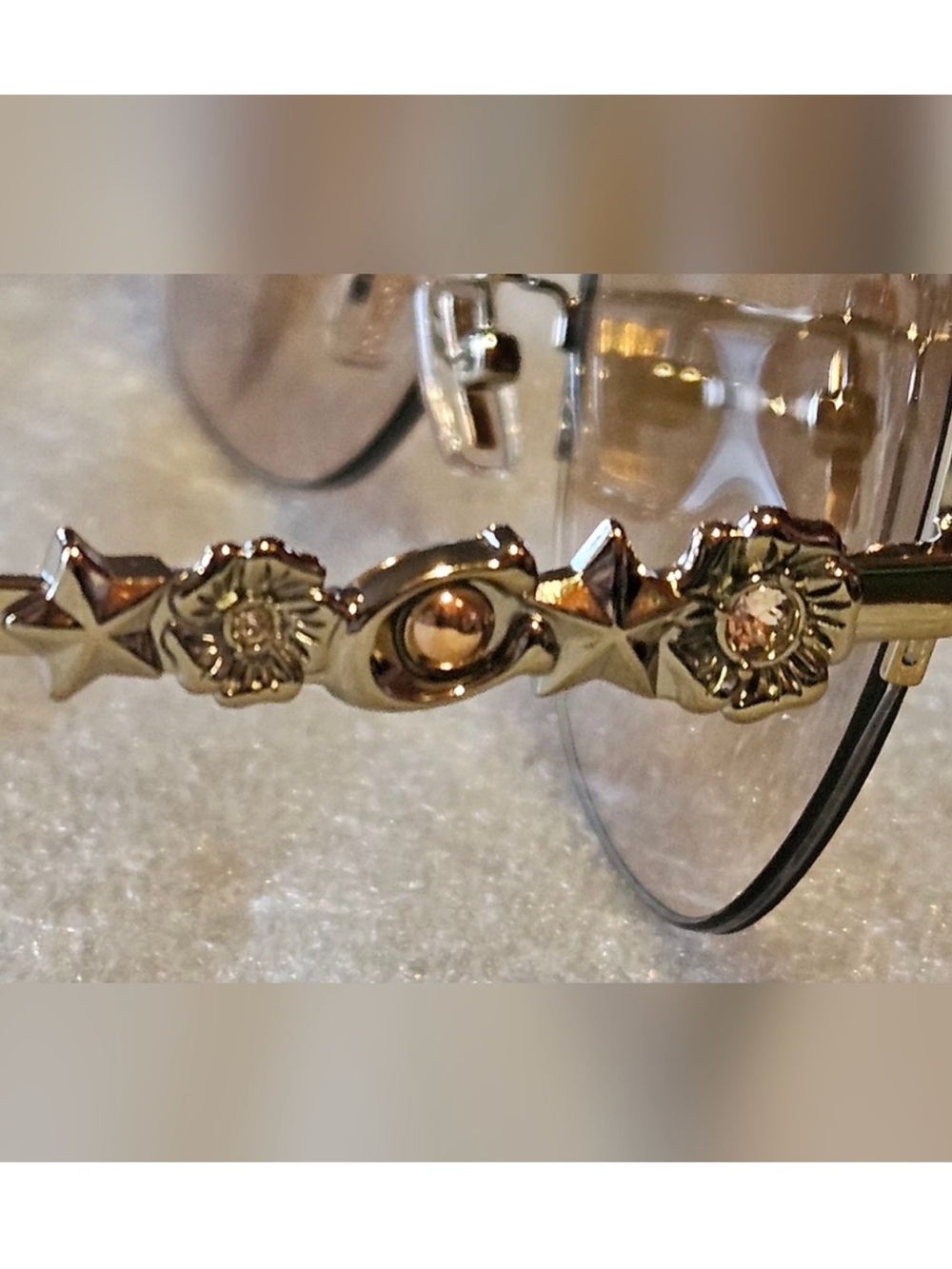 Coach Charm Story Rose Gold Rimless Floral Crystal Sunglasses w/ Case - Picture 7 of 13